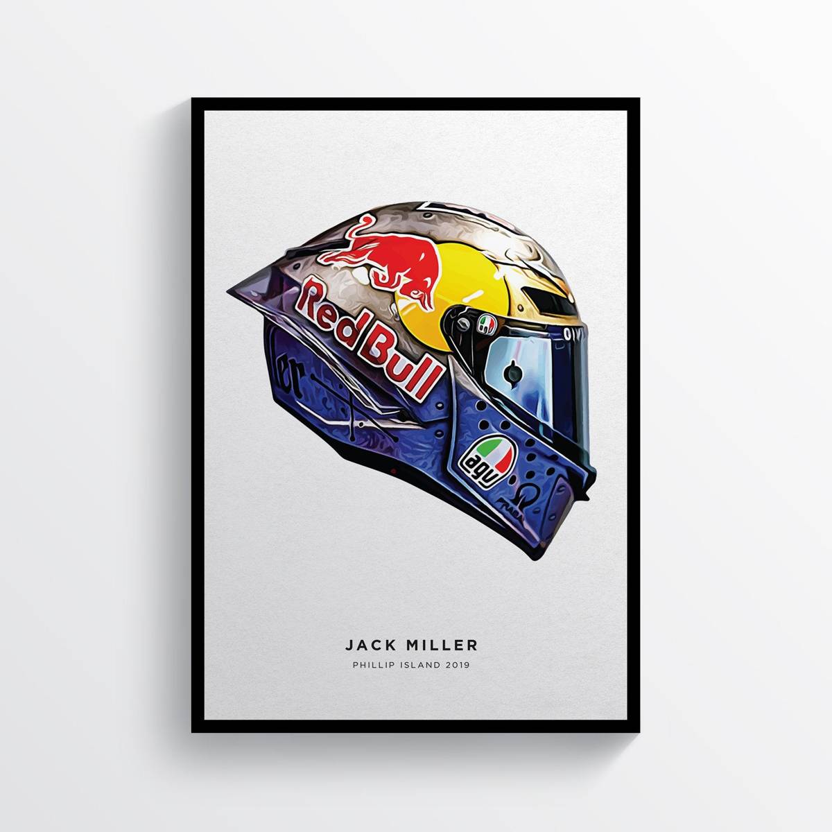 Jack Miller Phillip Island 2019 Moto Gp Helmet Motorcycle Motorbike - Poster | Canvas Wall Art Print