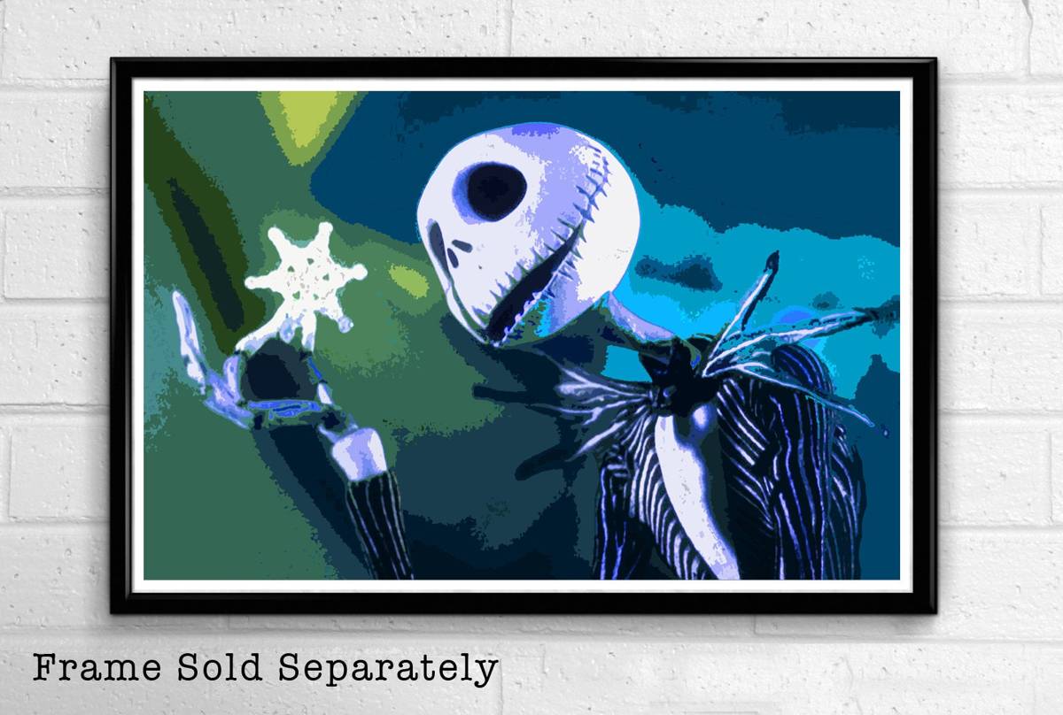 Nightmare Before Christmas Jack Skellington Illustration #2 - Halloween Monster - Poster | Canvas Wall Art Print