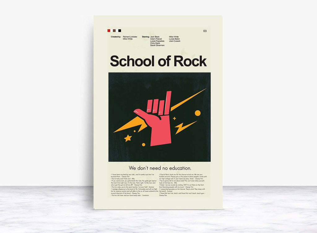 School Of Rock Mid-Century Modern Inspired Print - Poster | Canvas Wall Art Print