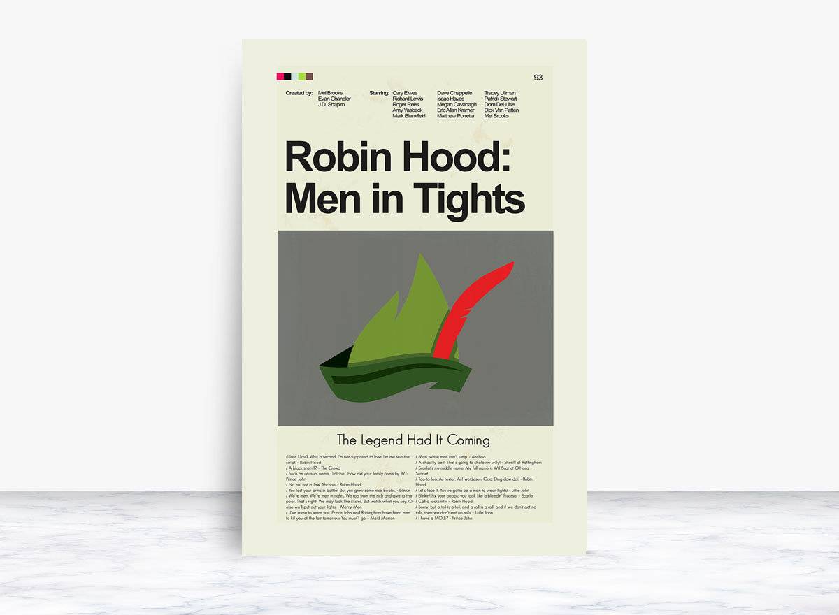 Robin Hood: Men In Tights Mid-Century Modern Inspired Print - Poster | Canvas Wall Art Print
