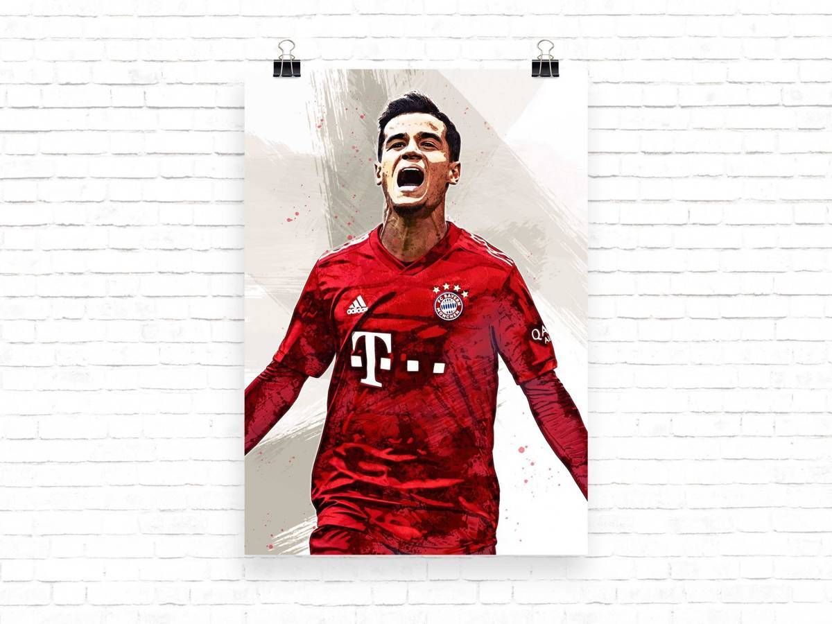 Philippe Coutinho Coutinho Print Fc Bayern Munich Wall Art - Poster | Canvas Wall Art Print