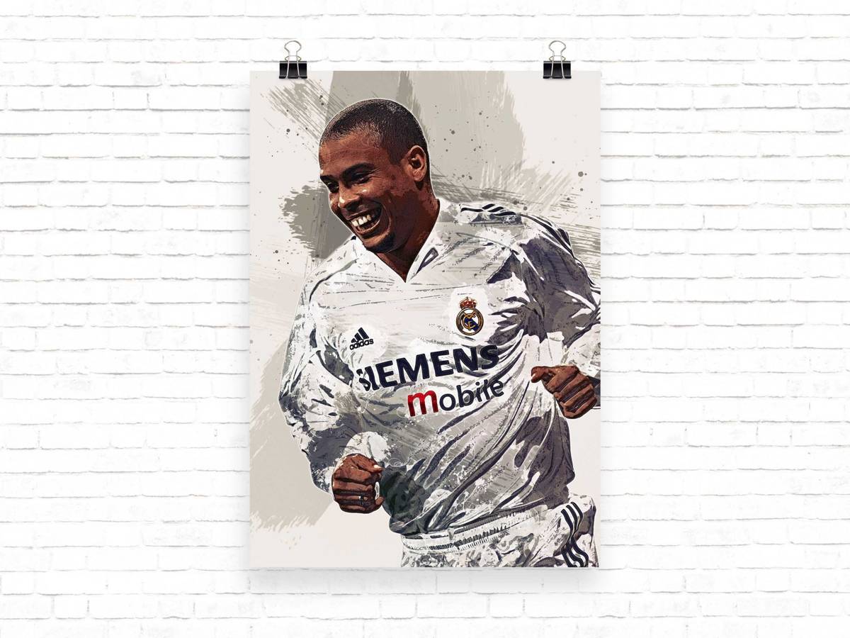 Ronaldo Nazario Ronaldo Print Real Madrid Wall Art - Poster | Canvas Wall Art Print