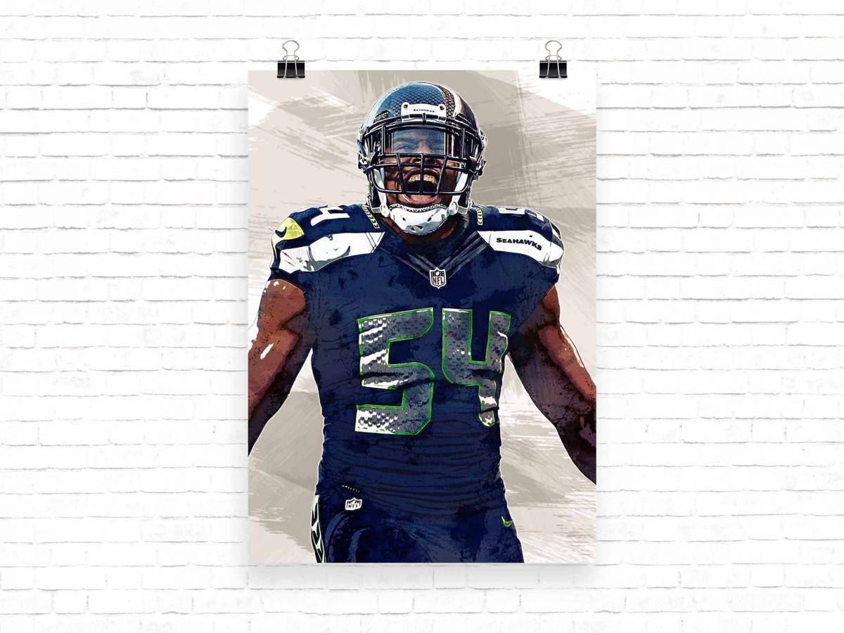 Bobby Wagner Print Bobby Wagner Seattle Seahawks - Poster | Canvas Wall Art Print