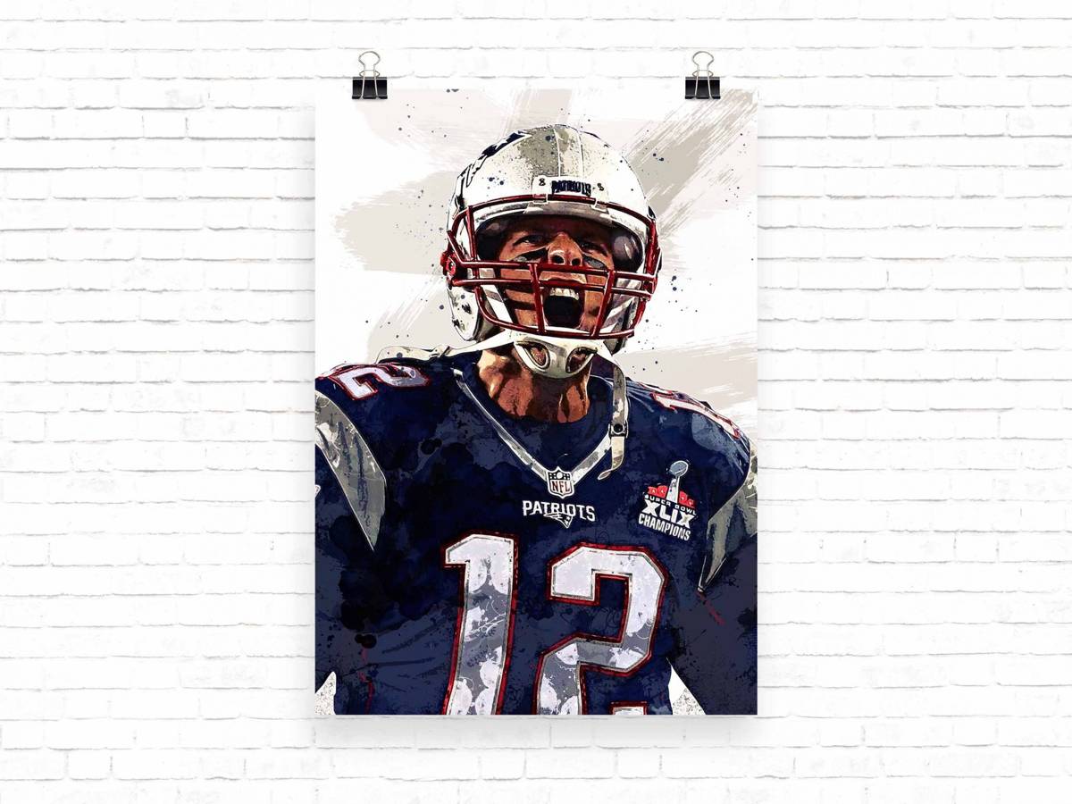 Tom Brady Print Tom Brady Kansas New England Patriots - Poster | Canvas Wall Art Print