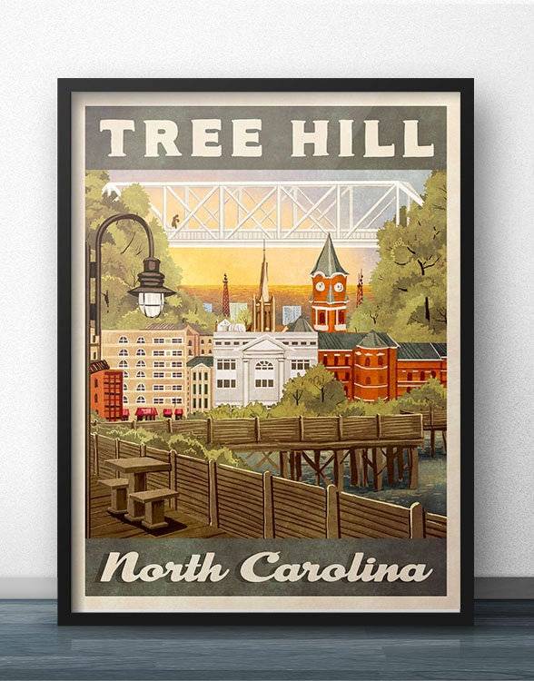 Tree Hill Retro Vintage Travel Poster Inspired By One Tree Hill – Poster | Canvas Wall Art Print