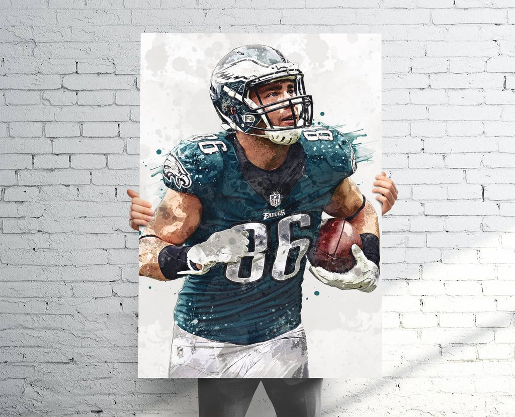 Zach Ertz Philadelphia Eagles Sports Art Print, Football, Sports Decor – Poster | Canvas Wall Art Print