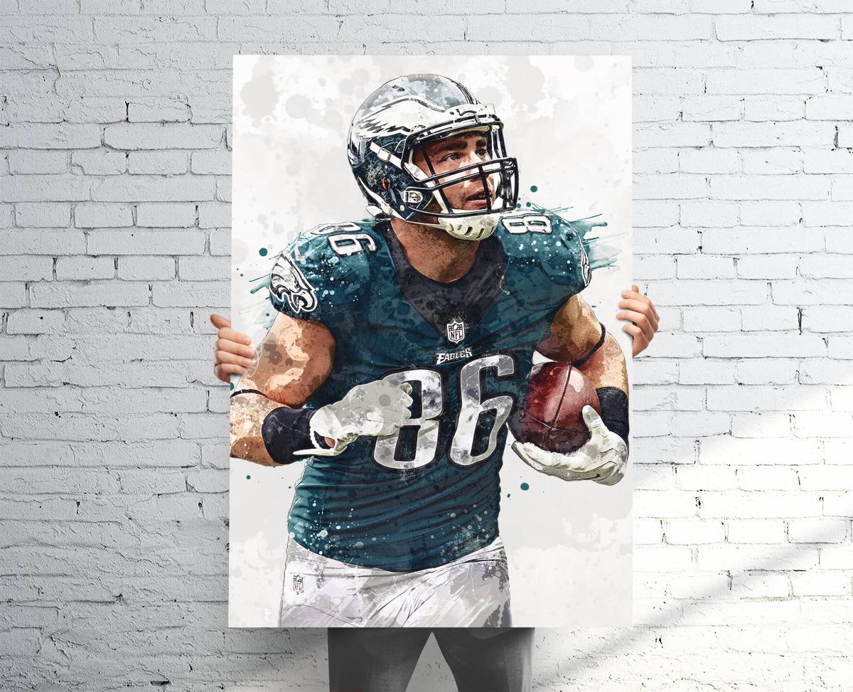 Zach Ertz Philadelphia Eagles Sports Art Print, Football, Sports Decor – Poster | Canvas Wall Art Print