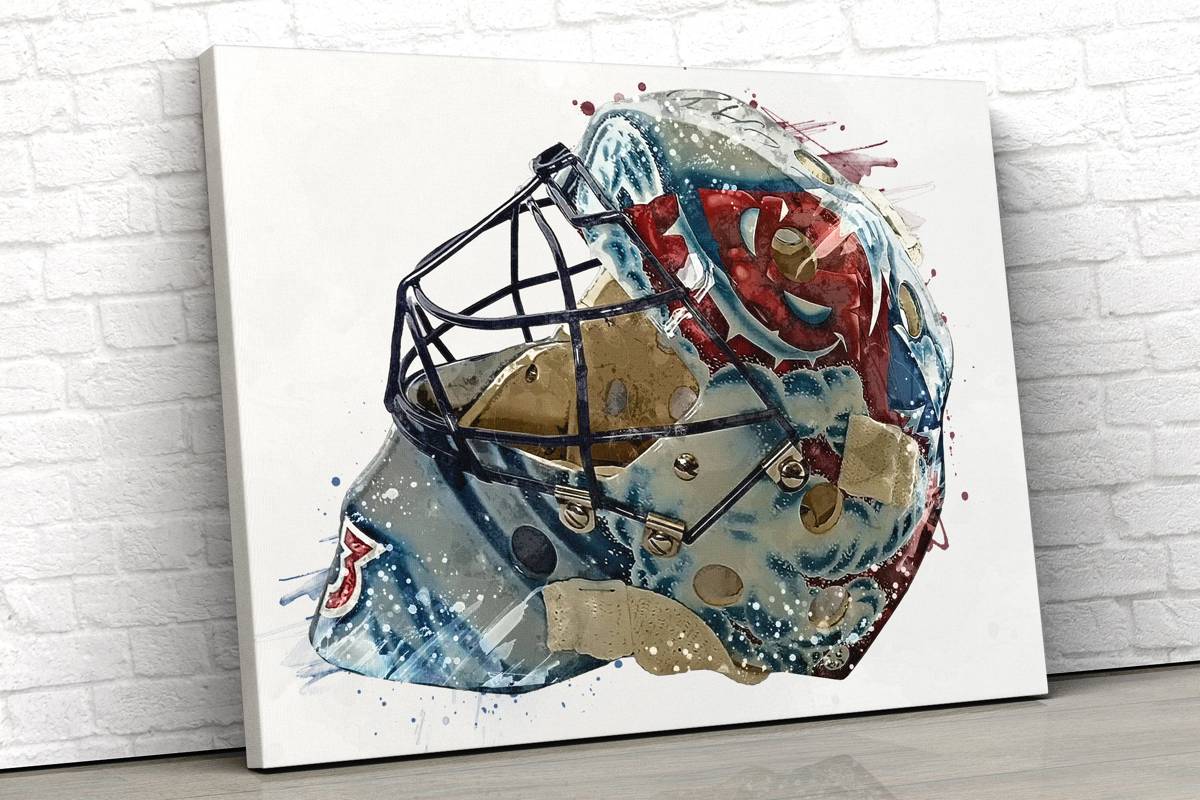 Patrick Roy Helmet Colorado Avalanche - Sports Room Decor - Hockey Helmet Art - Man Cave - Hockey Fan Gift – Poster | Canvas Wall Art Print