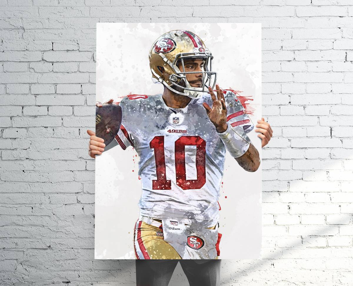 Jimmy Garoppolo San Francisco 49Ers Sports Art Print, Football, Sports Decor – Poster | Canvas Wall Art Print