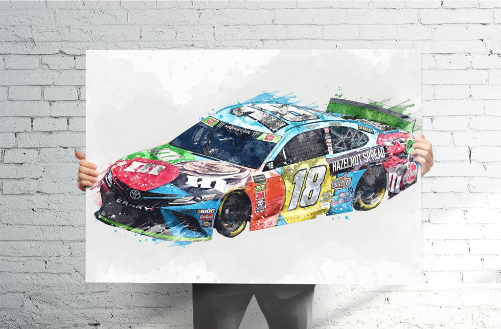 Kyle Busch #18 Toyota Nascar 2019 - Canvas Print, Sports Art, Nascar Racing, Sports Decor – Poster | Canvas Wall Art Print