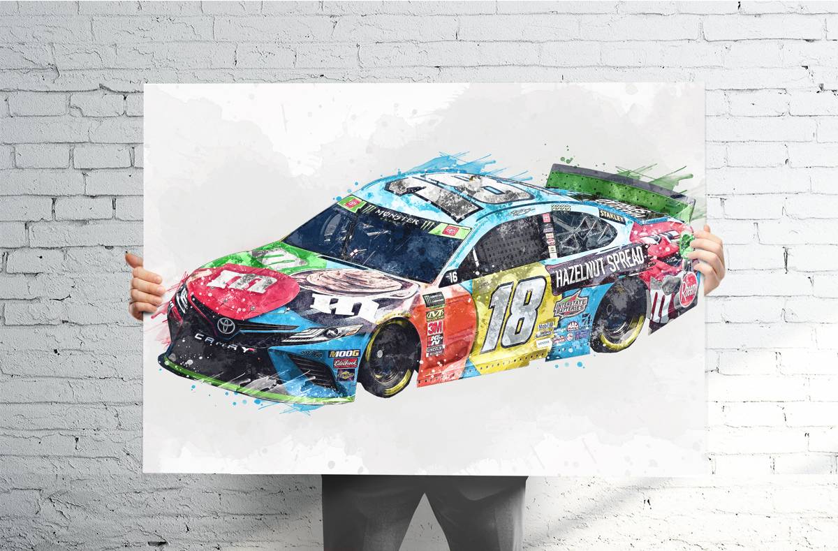 Kyle Busch #18 Toyota Nascar 2019 - Canvas Print, Sports Art, Nascar Racing, Sports Decor – Poster | Canvas Wall Art Print