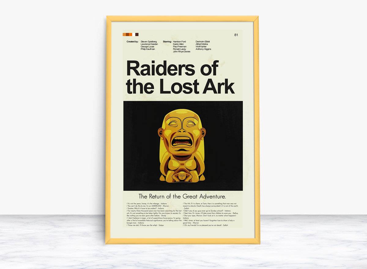Raiders Of The Lost Ark Mid-Century Modern Inspired Print - Poster | Canvas Wall Art Print