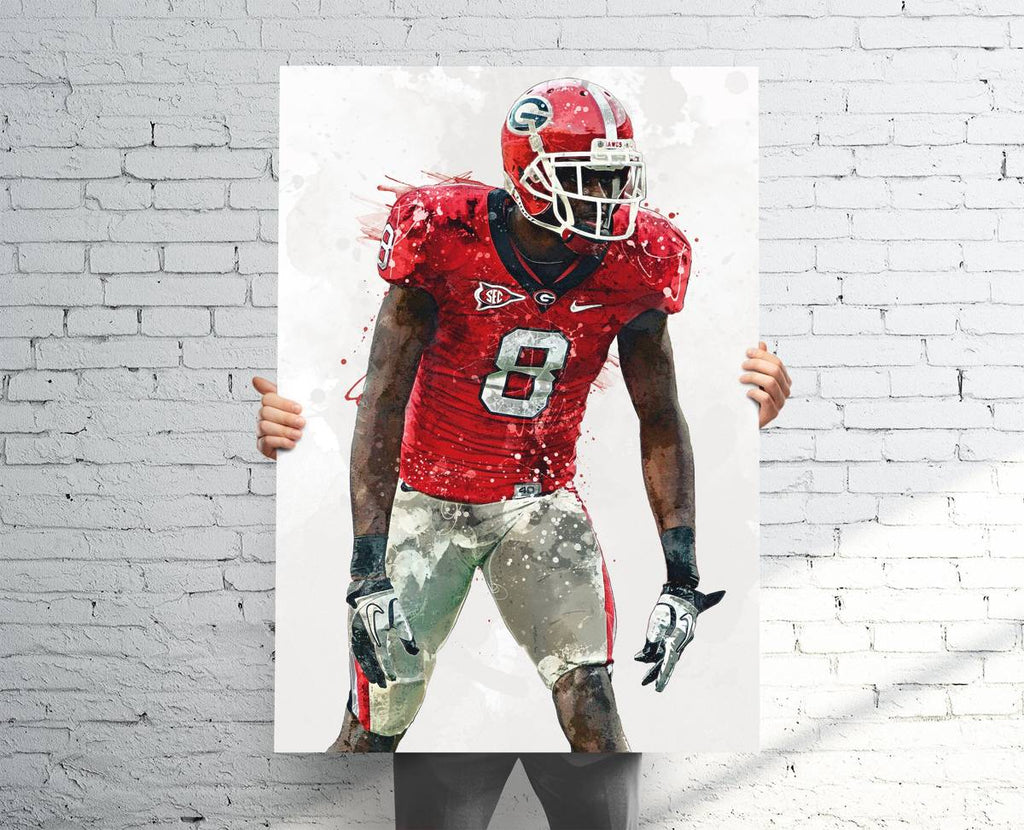 Aj Green Georgia Bulldogs (Version 2) Sports Art Print, Football, Sports Decor – Poster | Canvas Wall Art Print