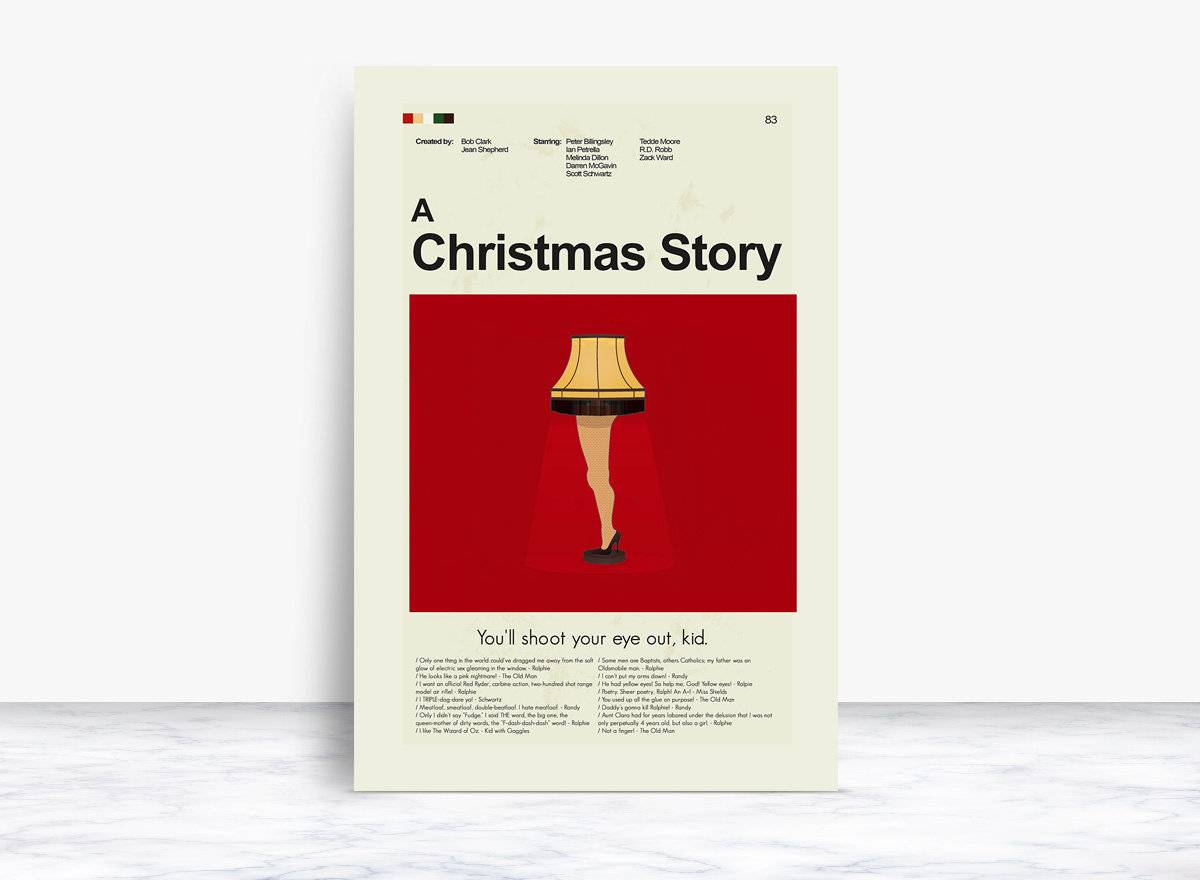 A Christmas Story Mid-Century Modern Inspired Print - Poster | Canvas Wall Art Print