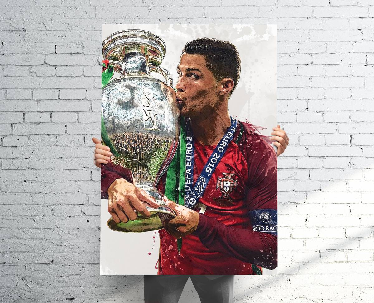 Cristiano Ronaldo European Cup Sports Art Print, Soccer/Football, Sports Decor – Poster | Canvas Wall Art Print