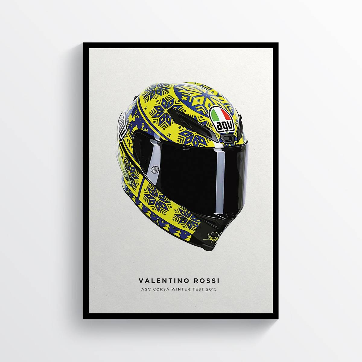 Valentino Rossi Winter Test 2015 Vr46 Moto Gp Helmet Motorcycle Motorbike - Poster | Canvas Wall Art Print