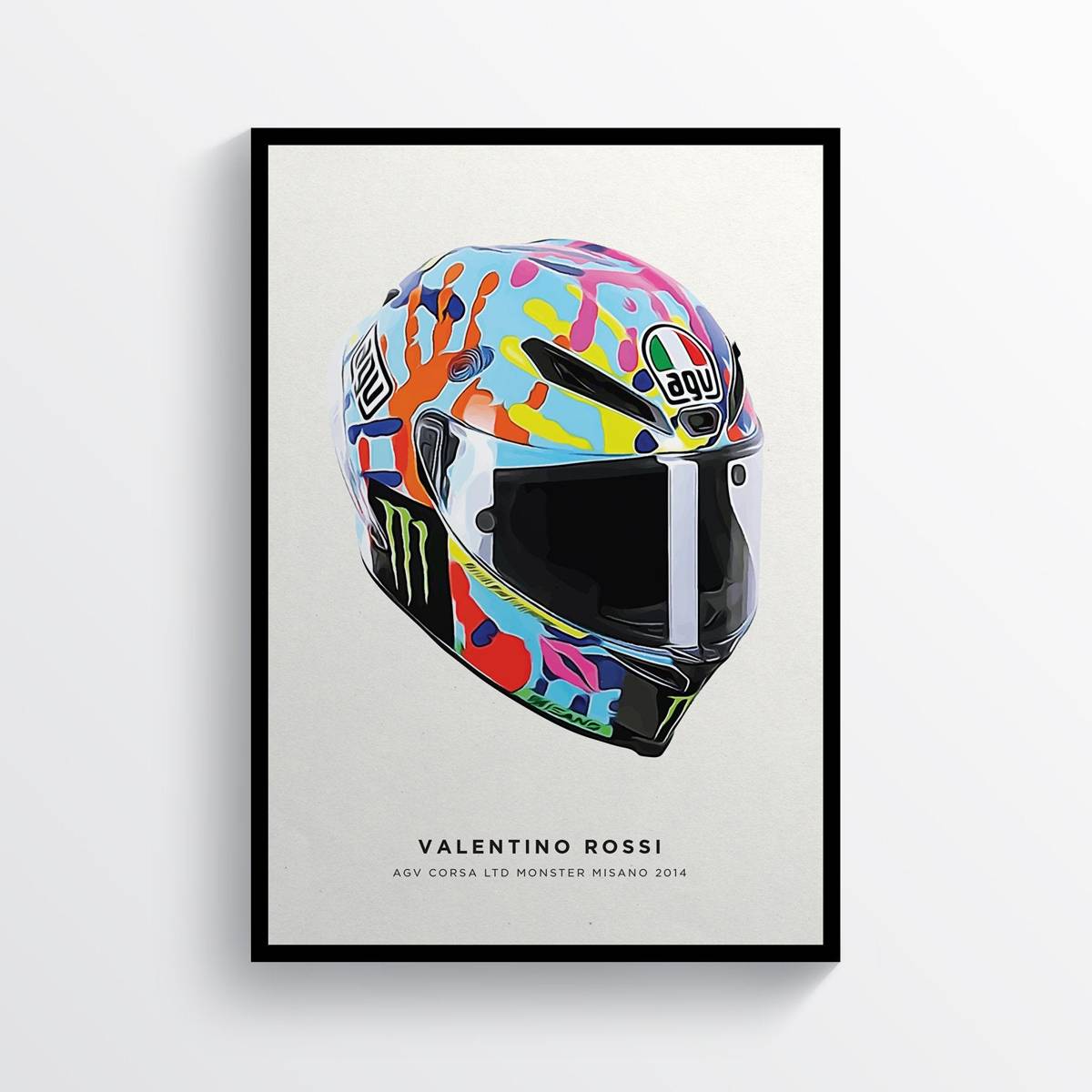 Valentino Rossi Misano 2014 Vr46 Moto Gp Helmet Motorcycle Motorbike - Poster | Canvas Wall Art Print