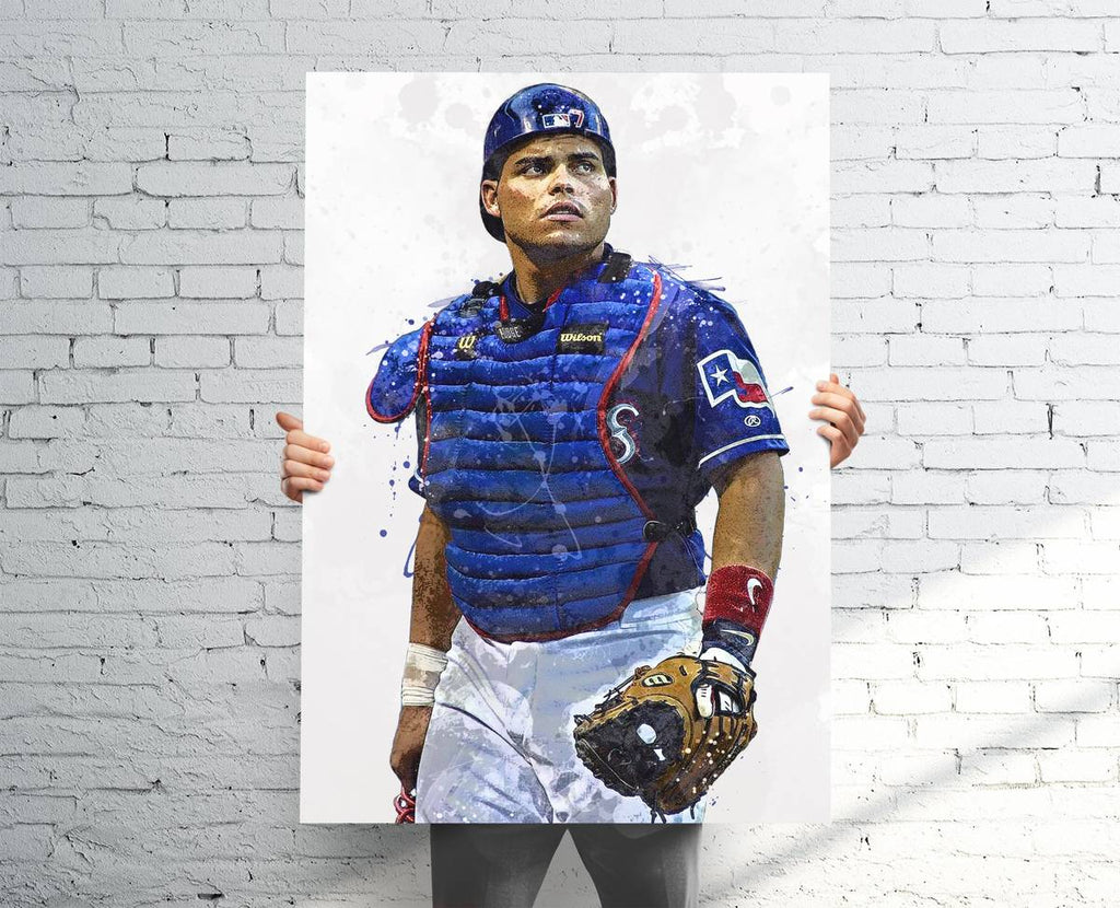 Ivan 'Pudge' Rodriguez Texas Rangers Sports Art Print, Baseball, Sports Decor – Poster | Canvas Wall Art Print
