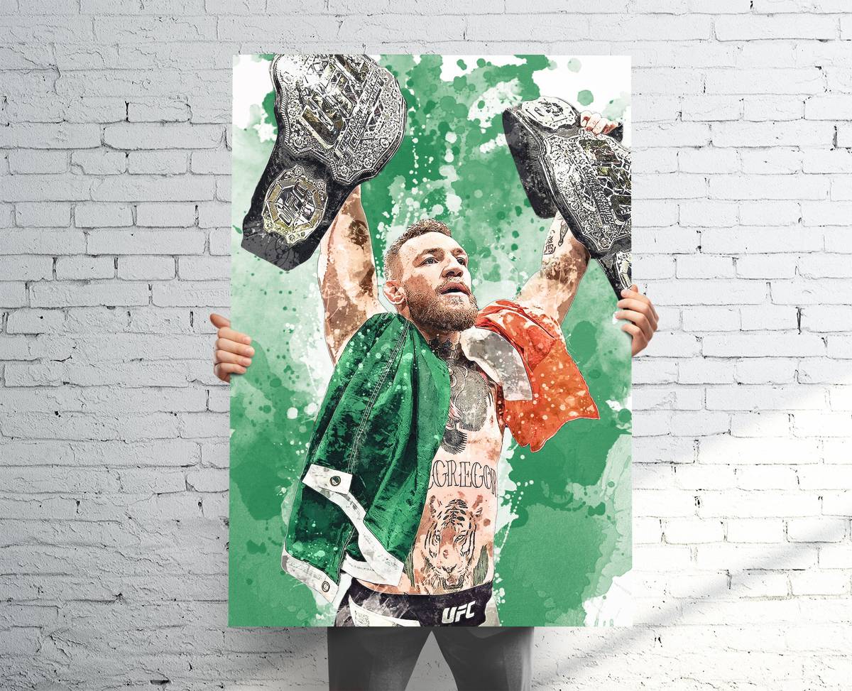 Conor Mcgregor Ufc Double Champion Sports Art Print, Ufc Mma, Sports Decor – Poster | Canvas Wall Art Print