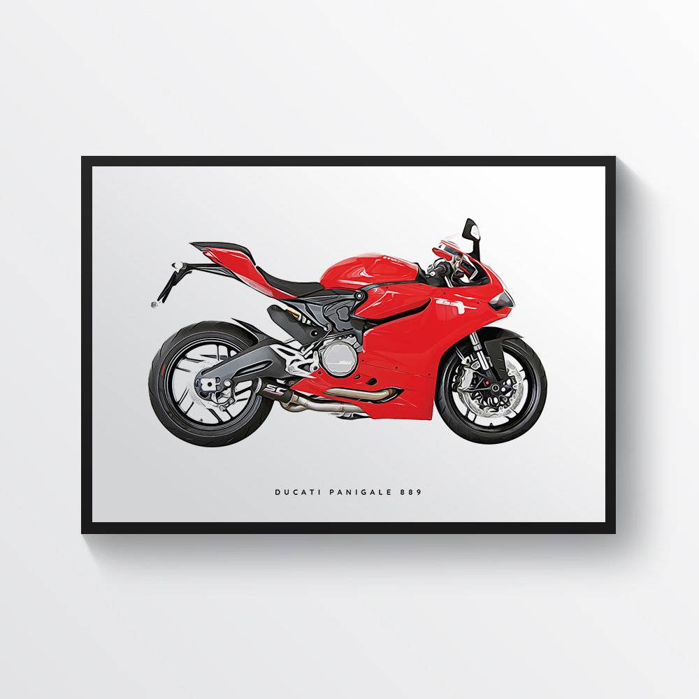 Ducati Panigale 889 Red Bike Bike Moto Gp Motorcycle Motorbike - Poster | Canvas Wall Art Print