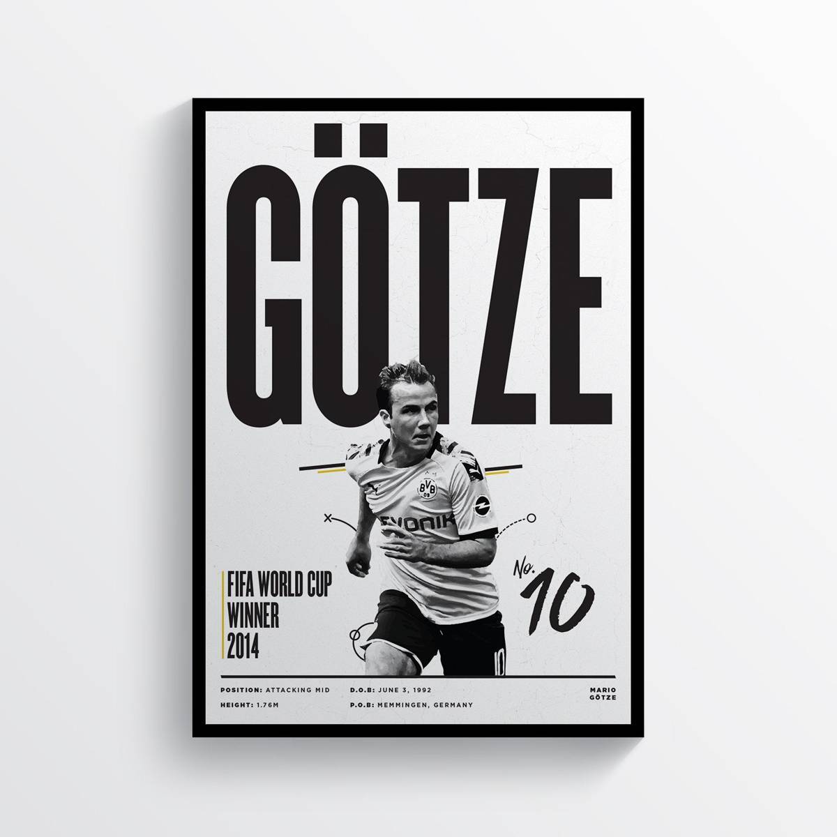 Mario G?? Borussia Dortmund Mario Gotze, Wall Art Print Football Soccer - Poster | Canvas Wall Art Print