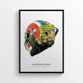 Valentino Rossi Misano 2019 Vr46 Moto Gp Helmet Motorcycle Motorbike - Poster | Canvas Wall Art Print