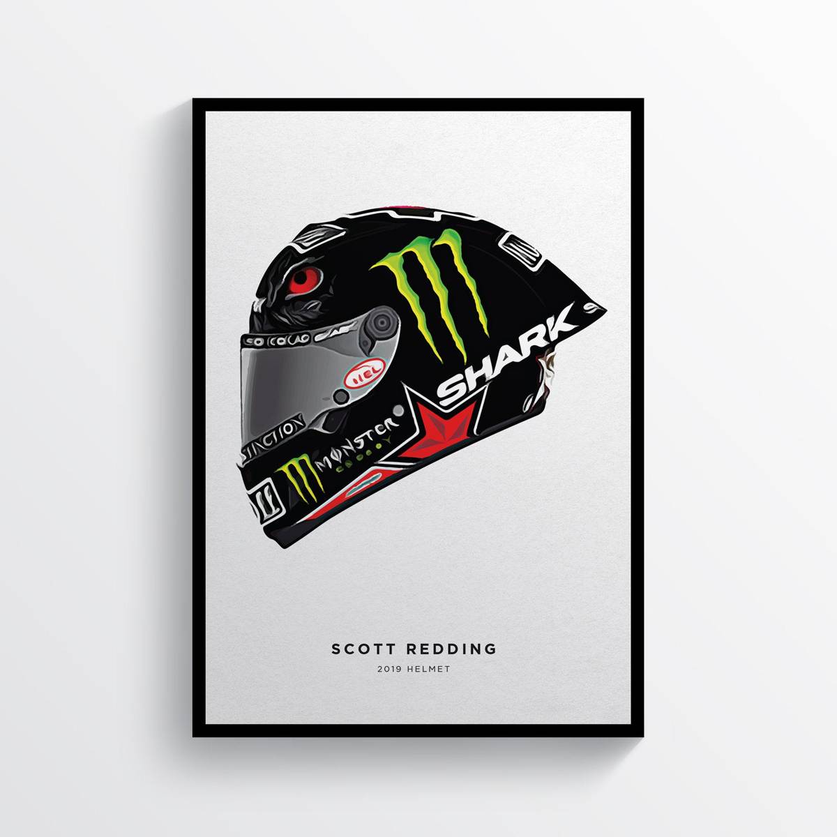 Scott Redding 2019 British Superbikes Bsb Helmet Motorcycle Motorbike - Poster | Canvas Wall Art Print