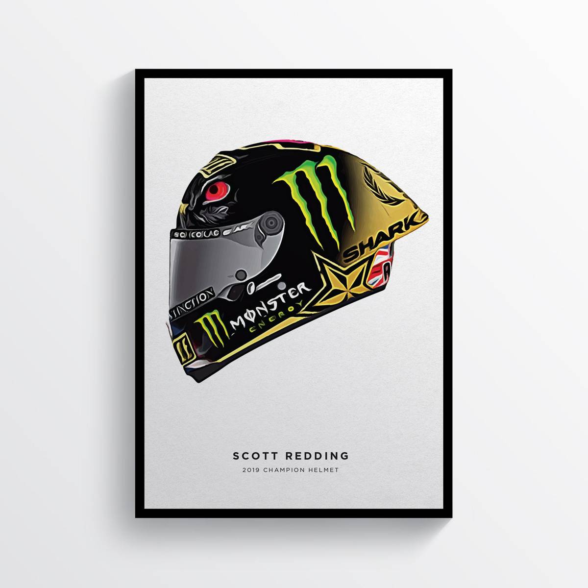 Scott Redding 2019 Champion British Superbikes Bsb Helmet Motorcycle Motorbike - Poster | Canvas Wall Art Print