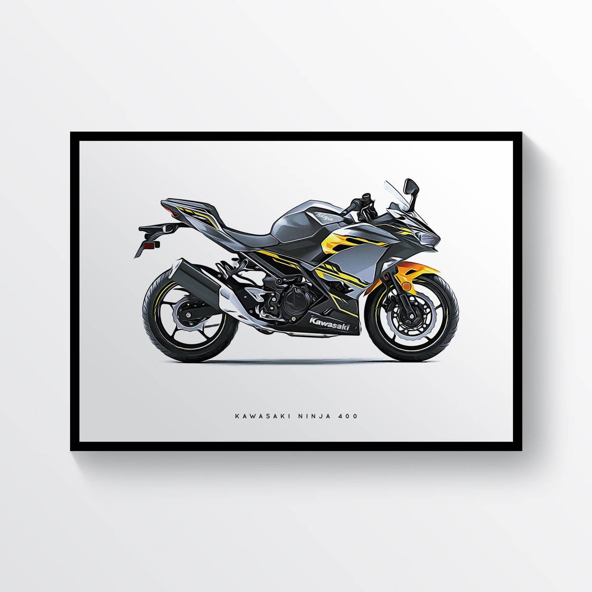 Kawasaki Ninja 400 Motorcycle Print Sports Bike Motorbike - Poster | Canvas Wall Art Print