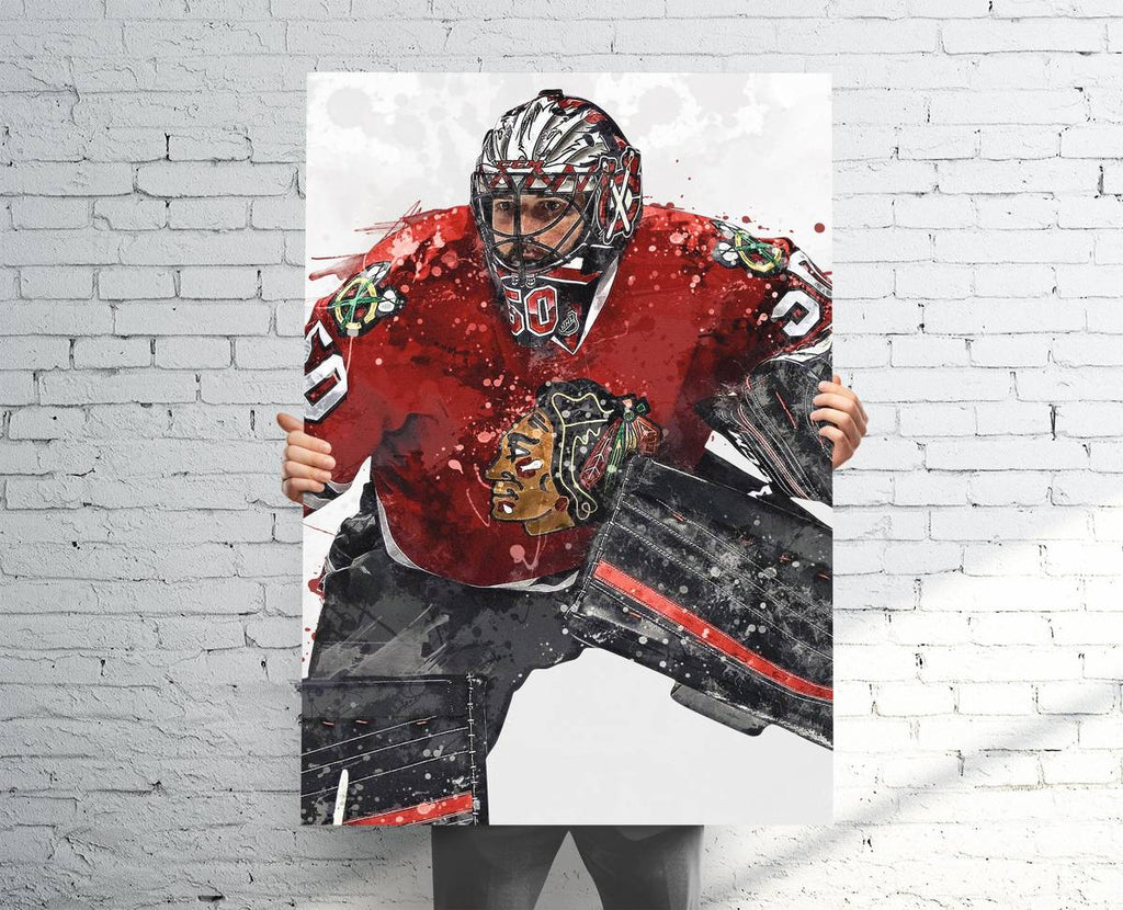 Corey Crawford Chicago Blackhawks Sports Art Print, Hockey, Man Cave, Birthday Gift – Poster | Canvas Wall Art Print