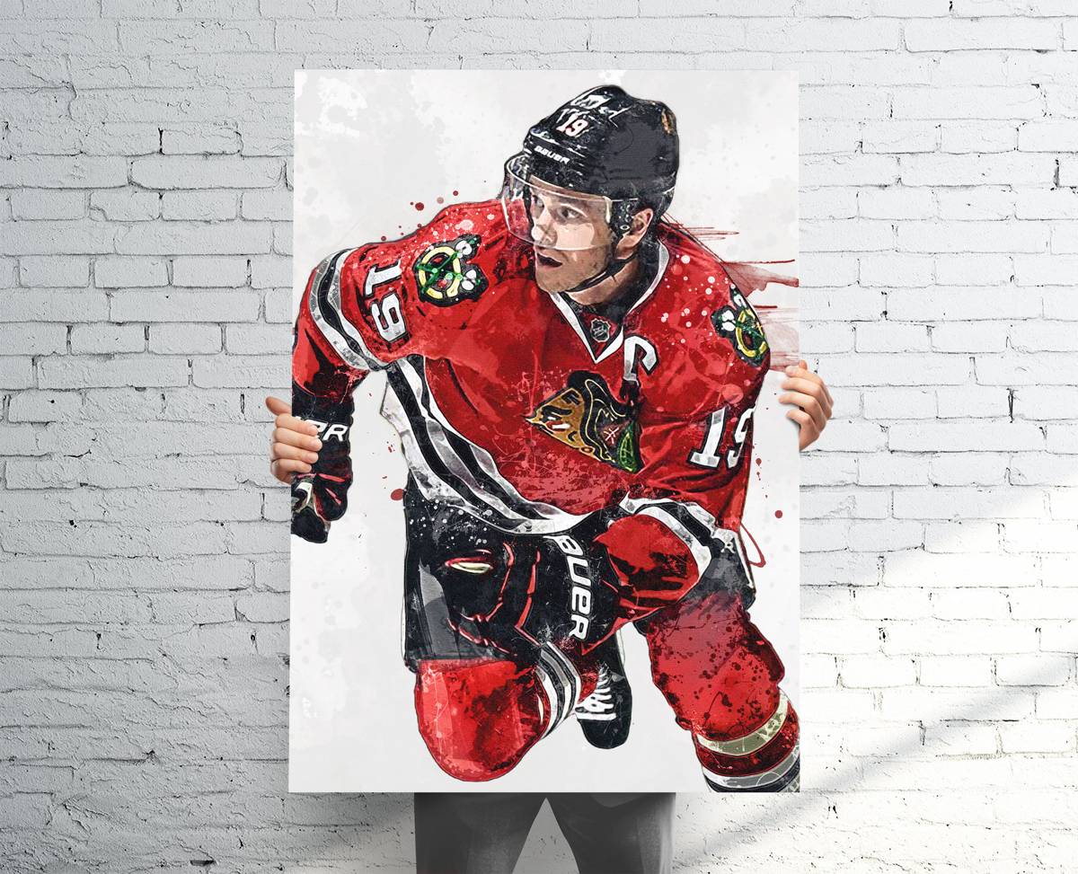 Jonathan Toews Chicago Blackhawks Sports Art Print, Hockey, Sports Decor – Poster | Canvas Wall Art Print