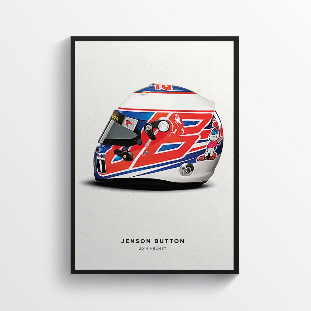Jenson Button 2014 Helmet F1 Art, F1 Gift, Formula 1, Racing Helmet, Mclaren - Poster | Canvas Wall Art Print