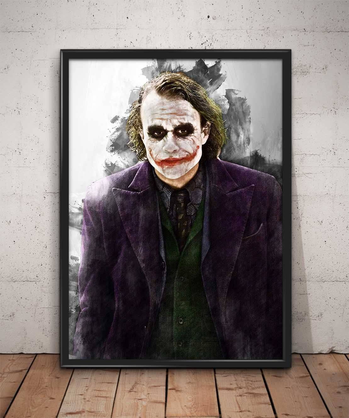 Joker Print Joker Heath Ledger Wall Art - Poster | Canvas Wall Art Print