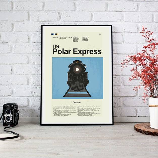 The Polar Express Mid-Century Modern Inspired Print - Poster | Canvas Wall Art Print