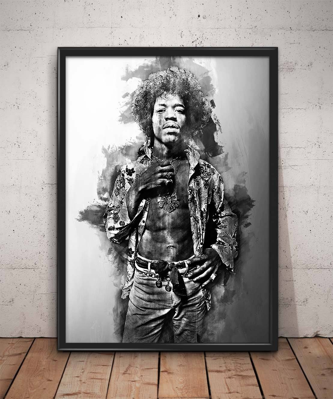 Jimi Hendrix Print Jimi Hendrix Wall Art - Poster | Canvas Wall Art Print