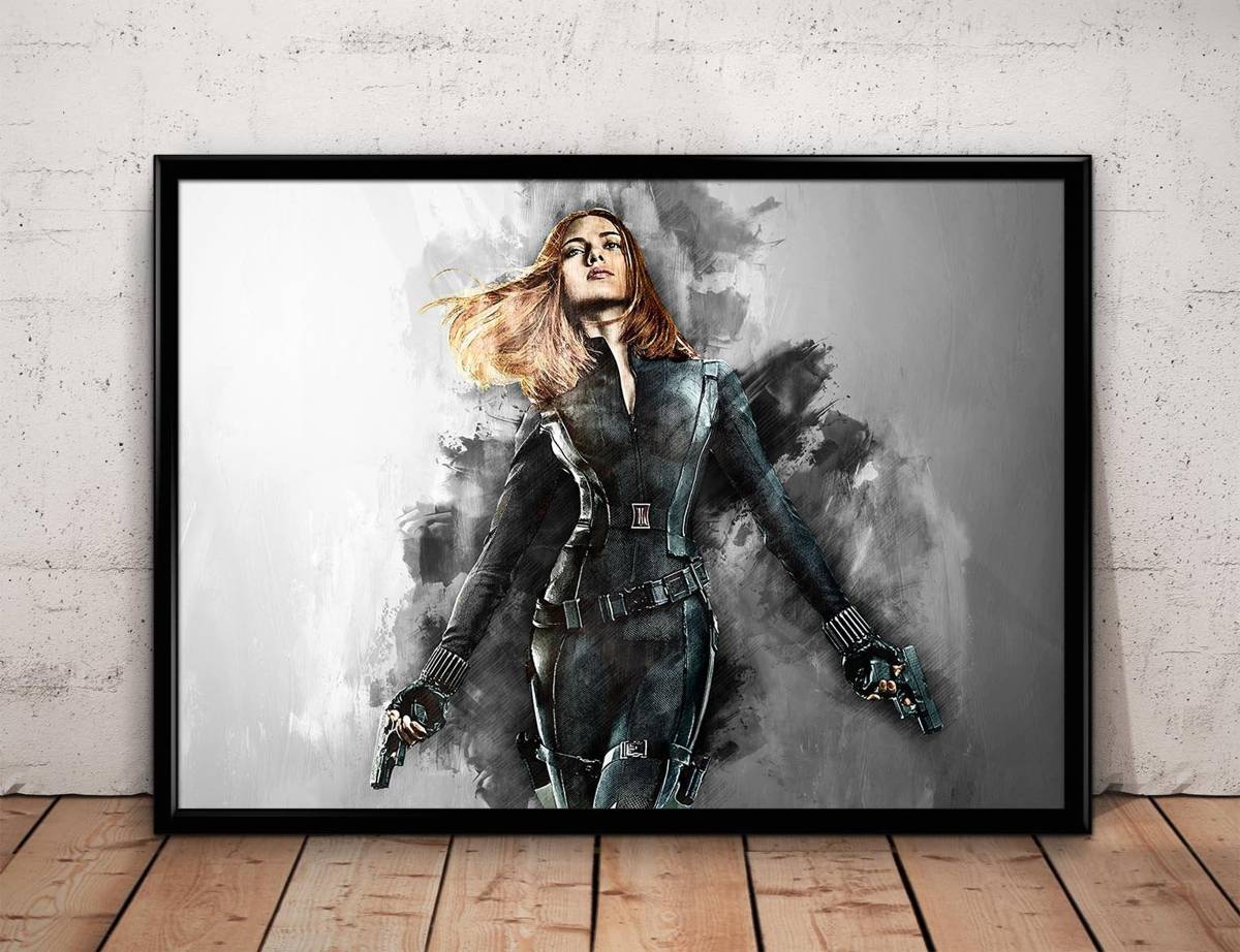 Black Widow Print Black Widow Scarlett Johansson Wall Art - Poster | Canvas Wall Art Print