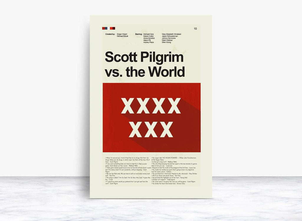 Scott Pilgrim Vs. The World Mid-Century Modern Inspired Print - Poster | Canvas Wall Art Print
