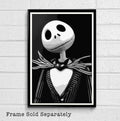 Nightmare Before Christmas Jack Skellington Illustration - Halloween Monster - Poster | Canvas Wall Art Print