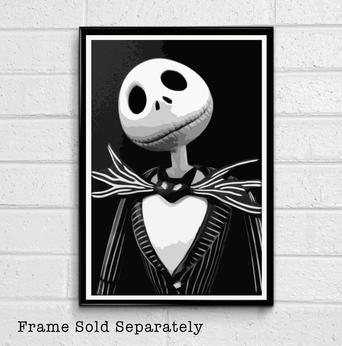 Nightmare Before Christmas Jack Skellington Illustration - Halloween Monster - Poster | Canvas Wall Art Print