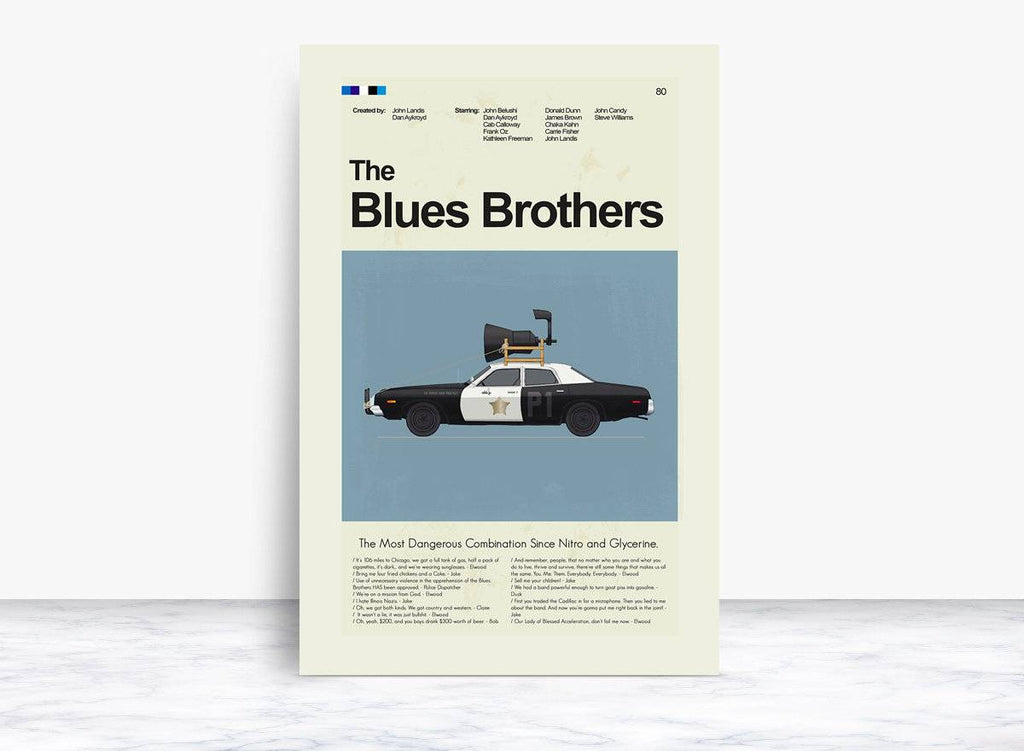 The Blues Brothers Mid-Century Modern Inspired Print - Poster | Canvas Wall Art Print