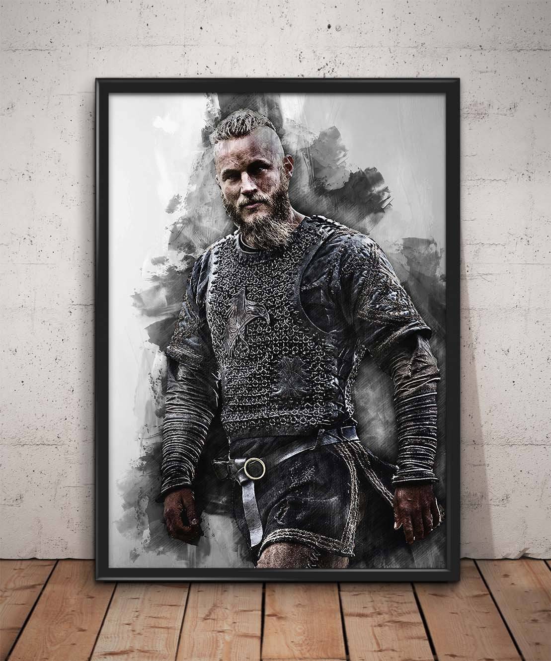 Ragnar Lodbrok Print Ragnar Lodbrok Vikings Wall Art - Poster | Canvas Wall Art Print