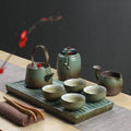 Japanese Dry Foam Tray Ceramic Kung Fu Tea Set Set Home Simple Office Rough Pottery Lifter Teapot Set Full Set - Poster | Canvas Wall Art Print