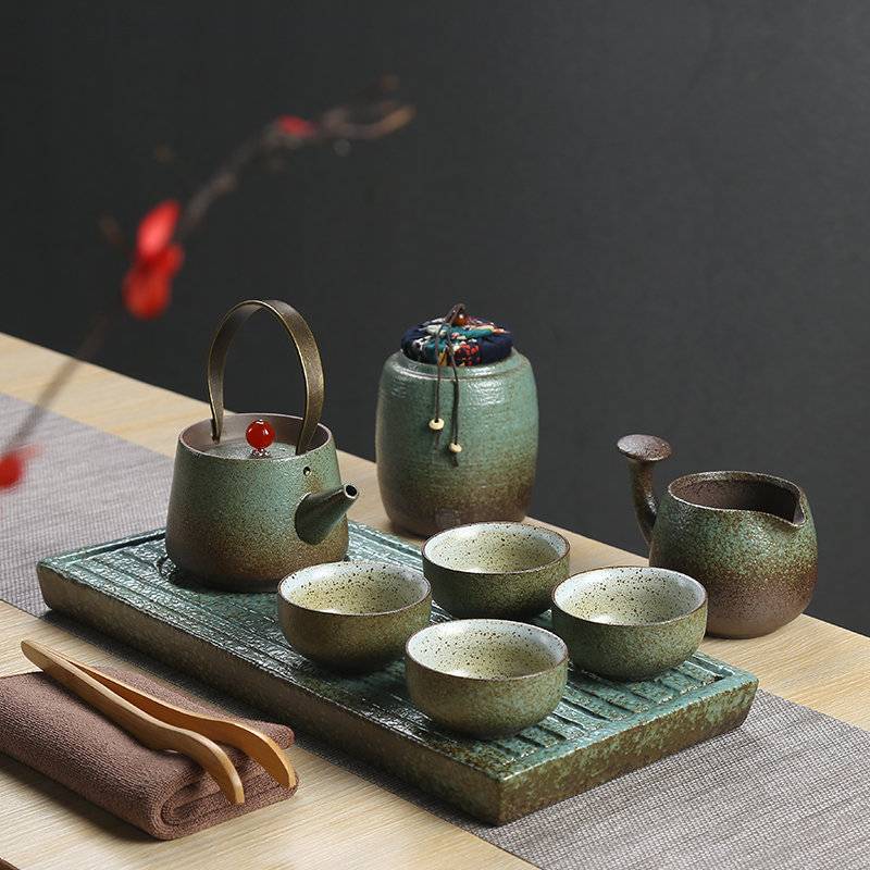 Japanese Dry Foam Tray Ceramic Kung Fu Tea Set Set Home Simple Office Rough Pottery Lifter Teapot Set Full Set - Poster | Canvas Wall Art Print