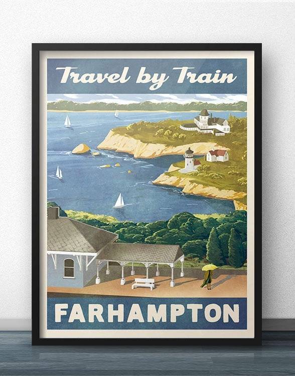 Farhampton Retro Vintage Travel Poster Inspired By How I Met Your Mother – Poster | Canvas Wall Art Print