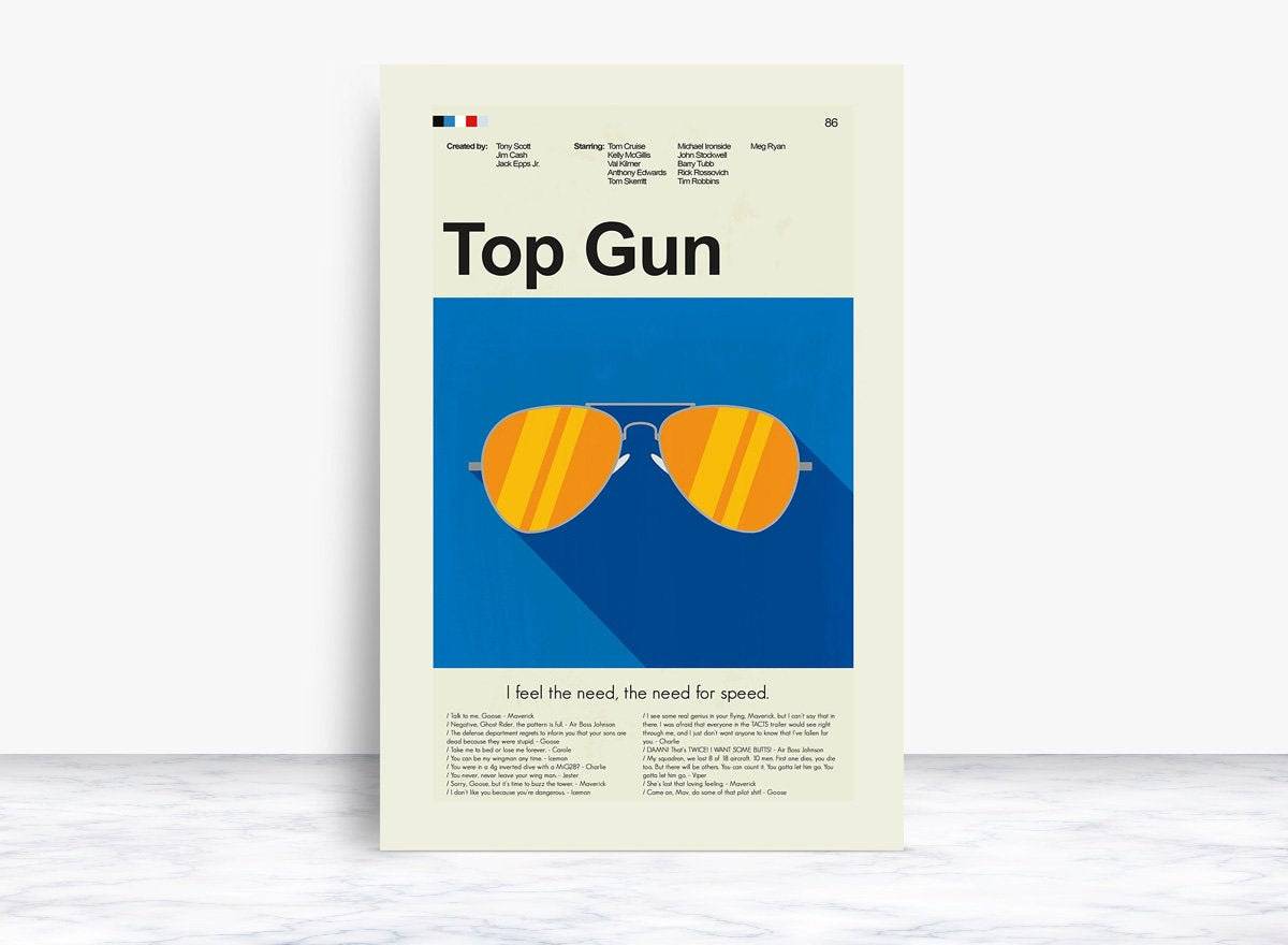 Top Gun Mid-Century Modern Inspired Print - Poster | Canvas Wall Art Print