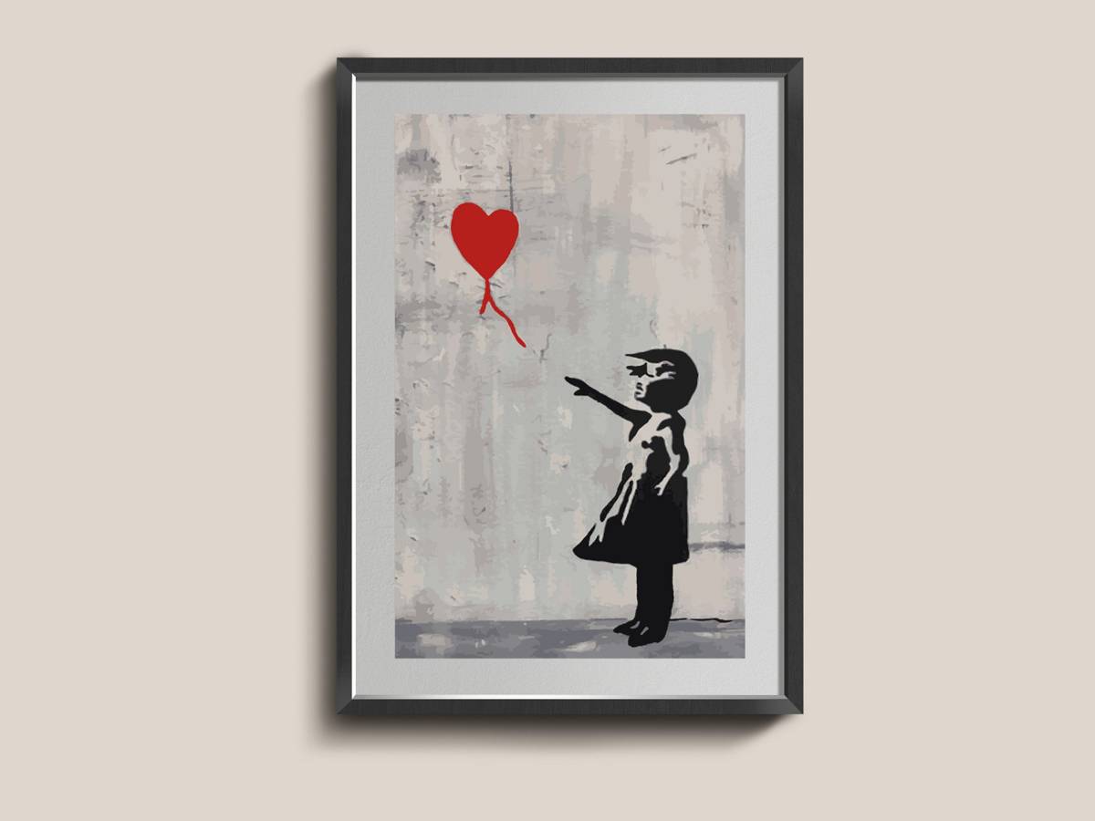 Girl With A Red Ball Modern. Lost Love. Gift For Her. Abstract Wall Art Canvas. - Poster | Canvas Wall Art Print