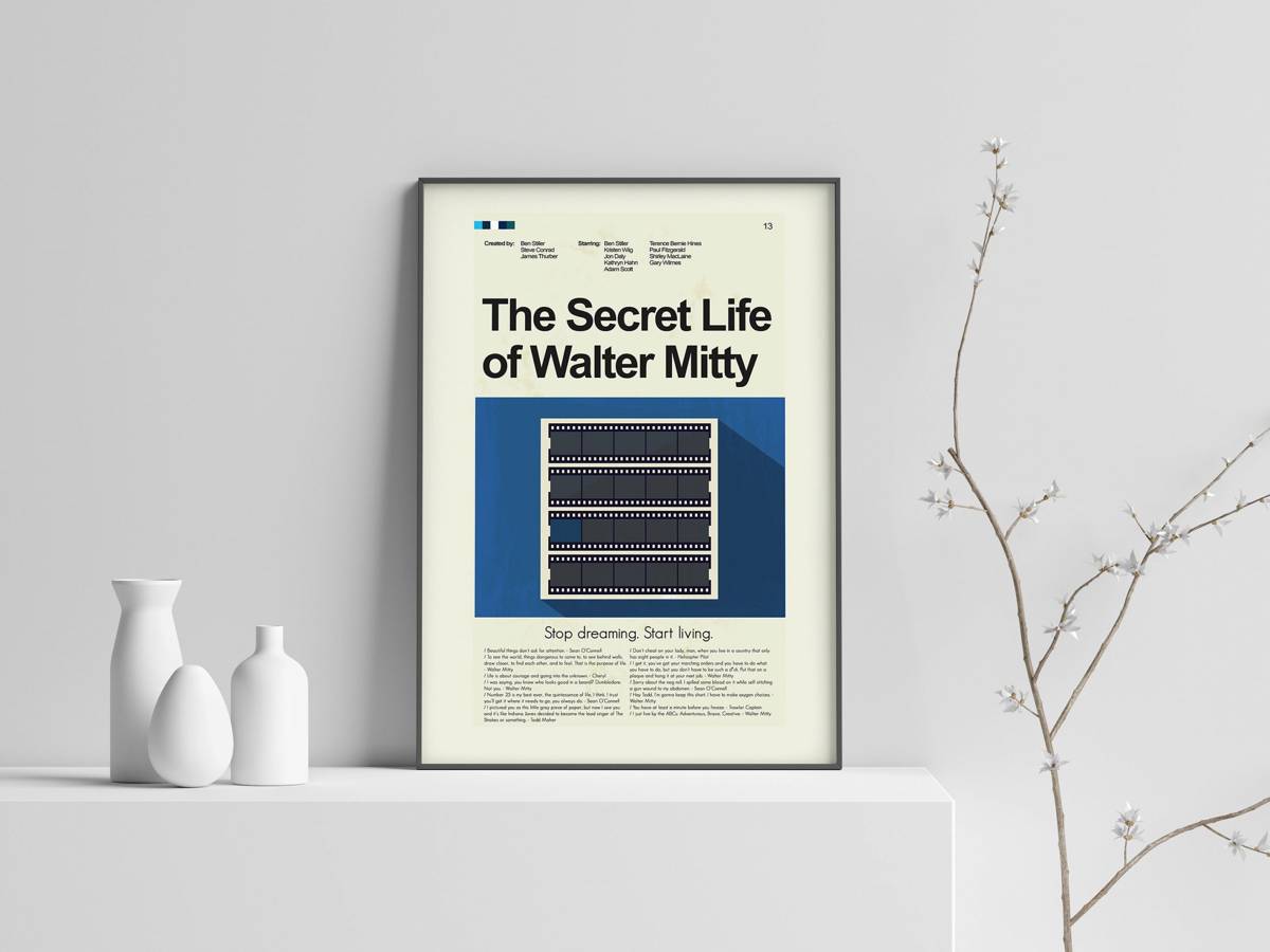 The Secret Life Of Walter Mitty Mid-Century Modern Inspired Print - Poster | Canvas Wall Art Print