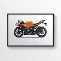 Kawasaki Ninja Zx-6R Orange Motorcycle Print Sports Bike Motorbike - Poster | Canvas Wall Art Print