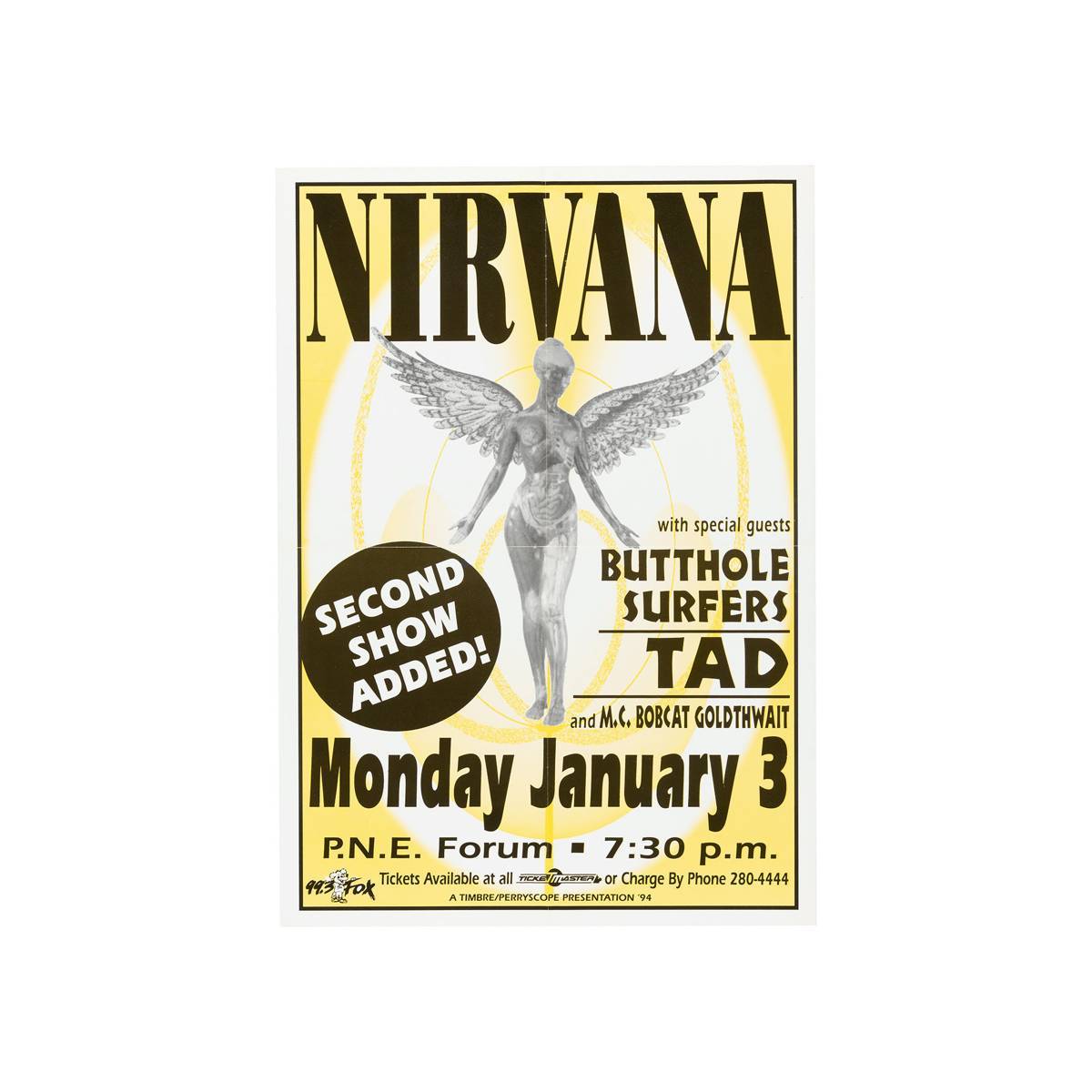 Nirvana, Butthole Surfers And Tad 1994 Concert - Poster | Canvas Wall Art Print