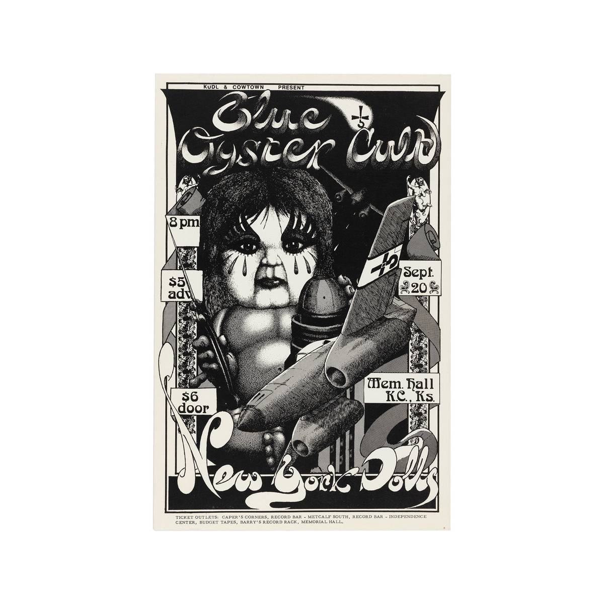 Blue Oyster Cult &amp;Amp; New York Dolls 1974 Concert - Poster | Canvas Wall Art Print